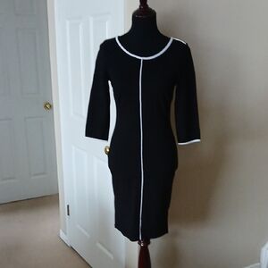 VENUS Black Dress with White Accents